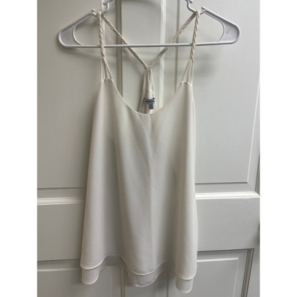 Naked Zebra White Braided T-Back Double Layer Chiffon Camisole Tank Top Small - Picture 5 of 11